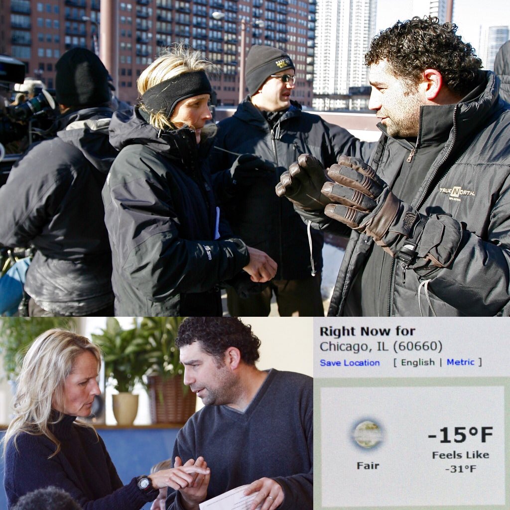 RogueProducer's tweet photo. #tbt to shooting in the freezing Chicago winter with Helen Hunt! #WinterIsComing https://t.co/KO8n8R3xfe
