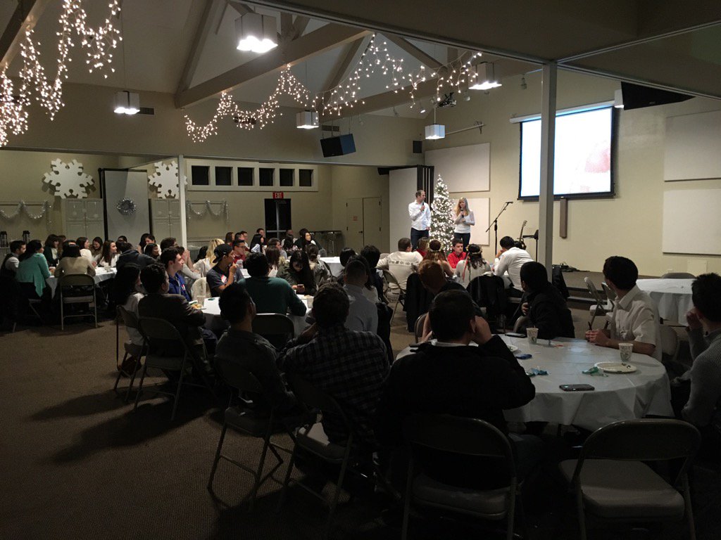 NealBenson's tweet photo. We have a pretty full room for our Young Adult Christmas party! #cpcya https://t.co/A4Lkx3gdlj