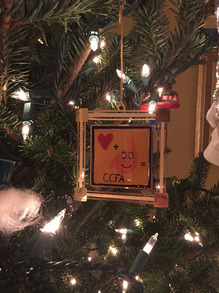 Place of honor on our Xmas tree. Thinking of my #CampOasis friends this #IBDawarenessweek   @CCFA does great things!