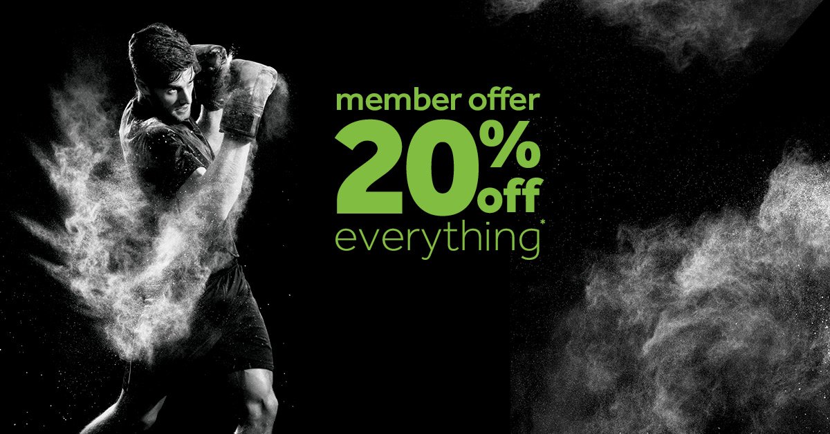 20% off storewide tomorrow for all rebel Active Members!

Head in-store and update your summer workout wardrobe.