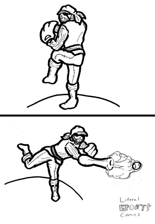 LiteralComics's tweet photo. New #Pirates pitcher will be big help next year; reports show he definitely has a cannon for an arm. #LiteralComics https://t.co/o3noe7mehc
