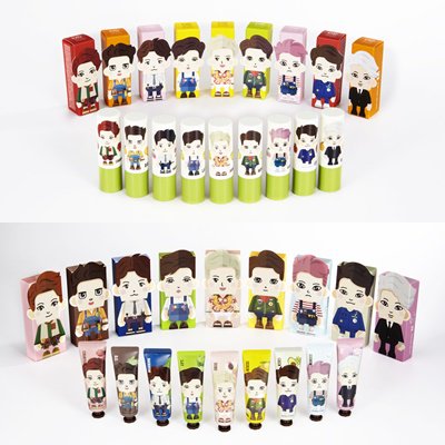 kor_celebrities's tweet photo. コスメ「NATURE REPUBLIC」はSMエンタとのコラボで専属モデルであるEXOの公式キャラクターを組み合わせた「ハンドクリーム」と「リップバーム（リップクリーム）」（各9種）を１２月１２日から販売する https://t.co/eM9BIHuYmI