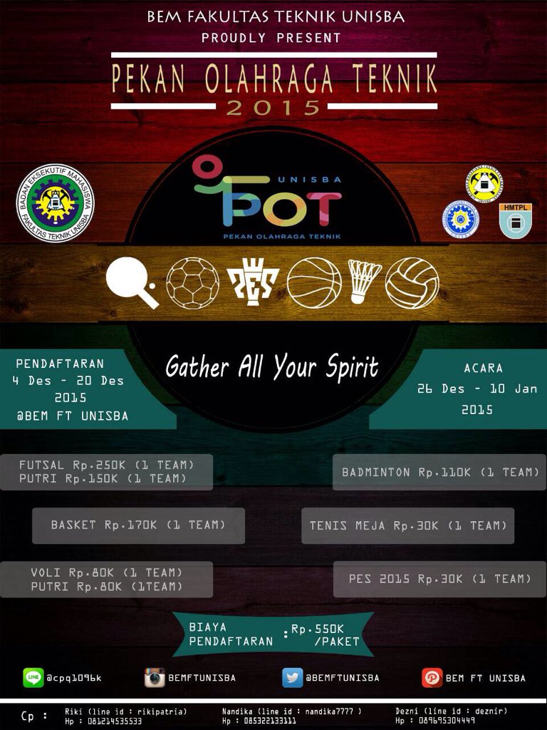 Mari ramaikan Pekan Olahraga Teknik 2015!
