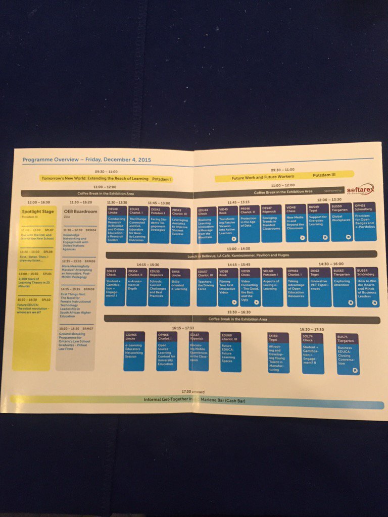 LandOreports's tweet photo. What talks is everyone going to today?! #OEB15 #Berlin #EdTech #training #BusinessEduca # https://t.co/xA6pIGhBkf