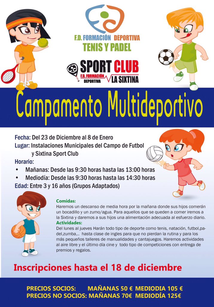 SixtinaSport's tweet photo. Por 5€ al día pasamos la Navidad con ellos haciendo deporte y un apoyo de inglés.Somos tu mejor opción 😜680203428 https://t.co/pxXds7Lnu8