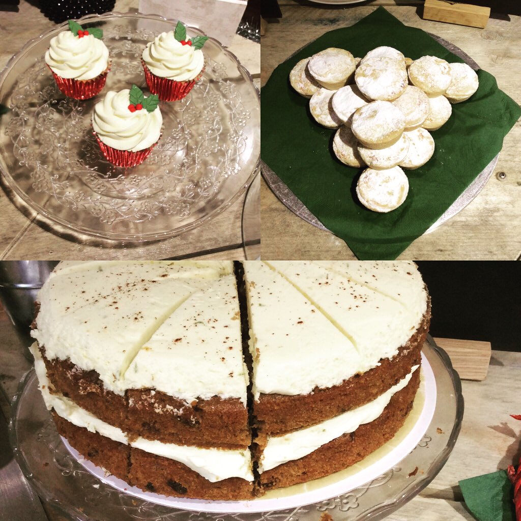 cafe_coast's tweet photo. Look! Gluten Free carrot cake, raspberry and white chocolate cupcakes &amp; buttery mince pies in time for Christmas! https://t.co/8gT3lFgmeR