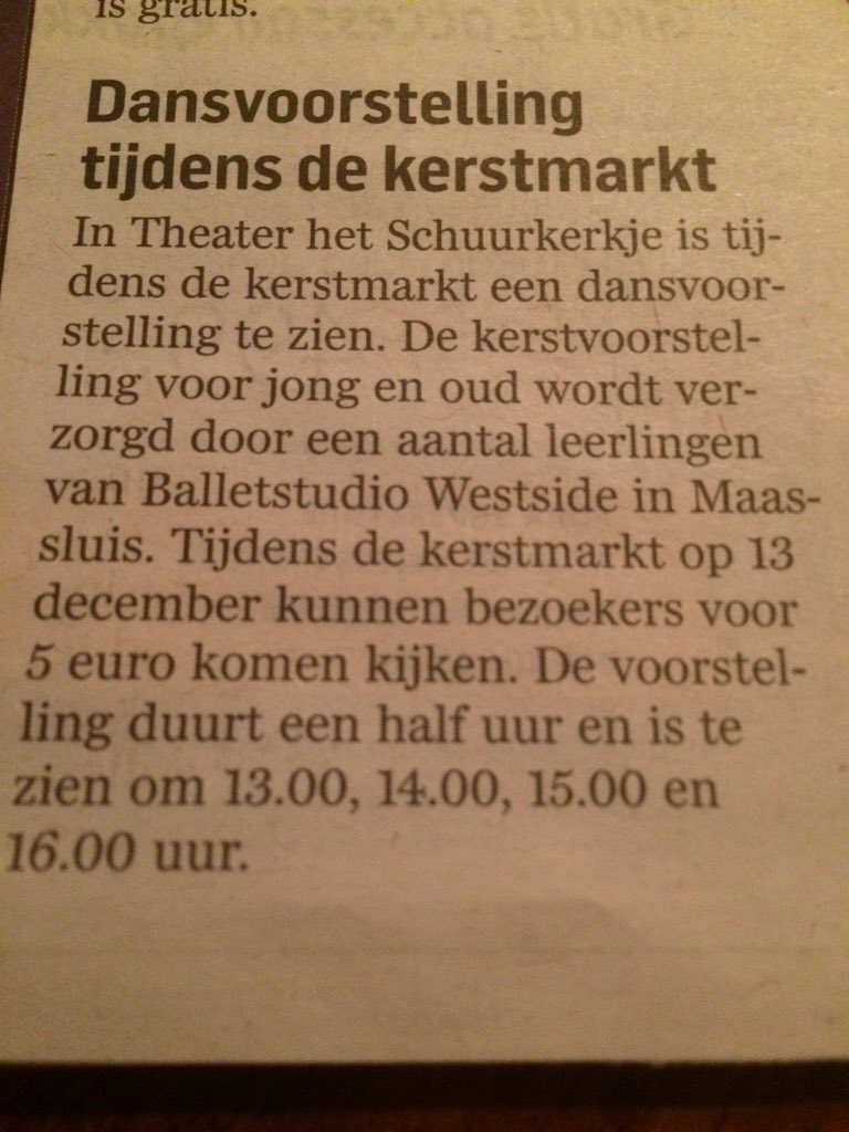 Stadshartmaassluis (@stadshartmsls) on Twitter photo Niet vergeten, in de agenda zetten, de jaarlijkse #kerstmarkt nu met #dansvoorstelling in Theater het Schuurkerkje! Niet vergeten, in de agenda zetten, de jaarlijkse #kerstmarkt nu met #dansvoorstelling in Theater het Schuurkerkje!