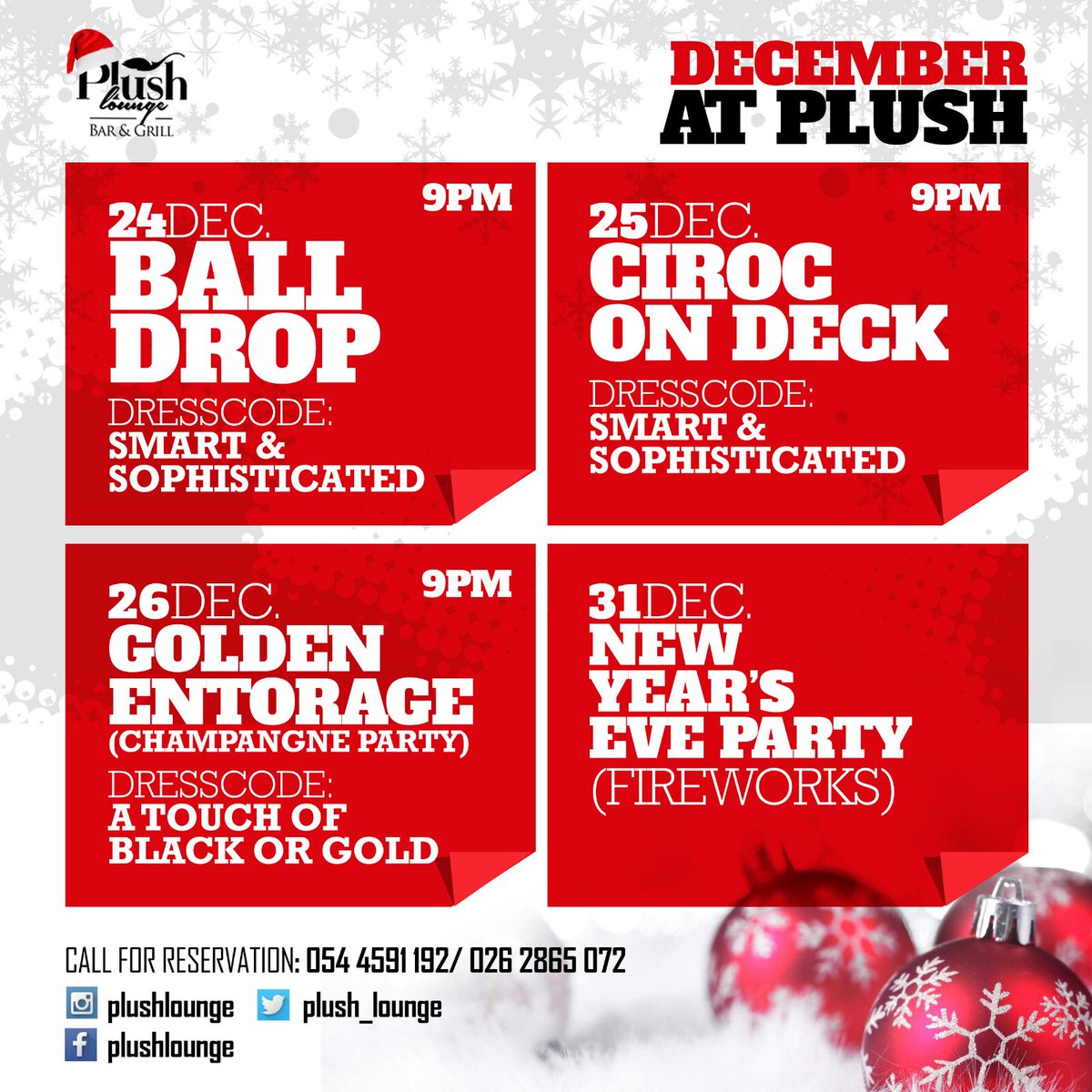 plush__lounge's tweet photo. #decemberAtPlush 24th #ballDrop / 25th #CirocOnDeck / 26th #goldenEntorage / 31st #NewYearsEveParty let's have fun https://t.co/rRKOZFl0Jg
