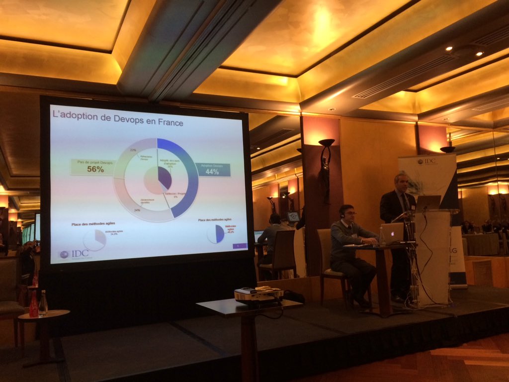 IDCFrance's tweet image. #IBMDevops @BAHLOULKarim Adoption DevOps en France : 44%, un peu en retard vs US