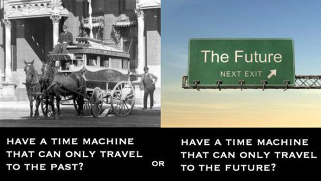 humour_group's tweet photo. Would you rather? #timetravel #past #future #wouldyourather #game #fun https://t.co/cn9YExRwKM