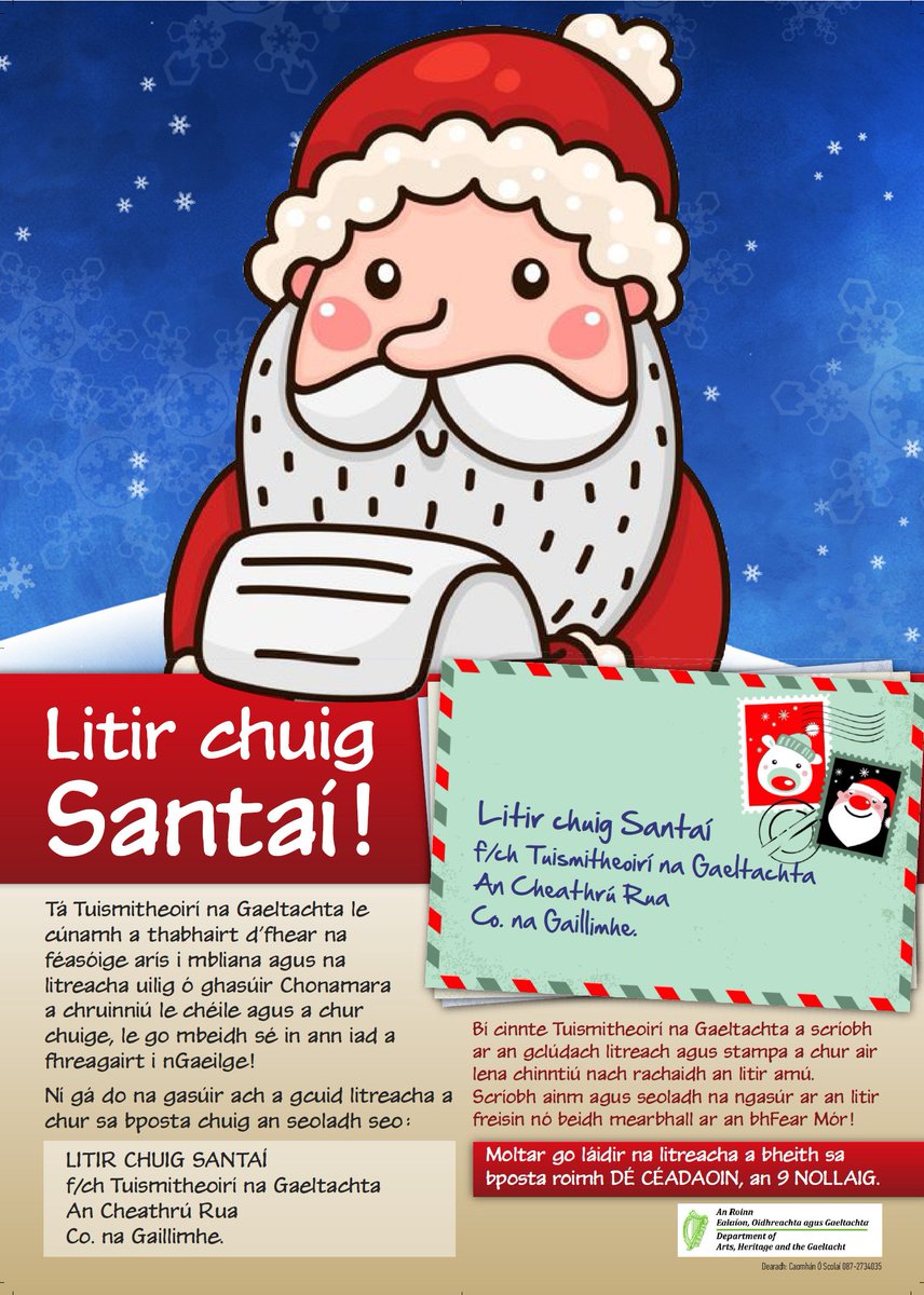 Comhluadar's tweet photo. Cúpla lá fós le litir a chuir ag Santaí f/ch @tuismitheoiri https://t.co/R1bVNyjwUd