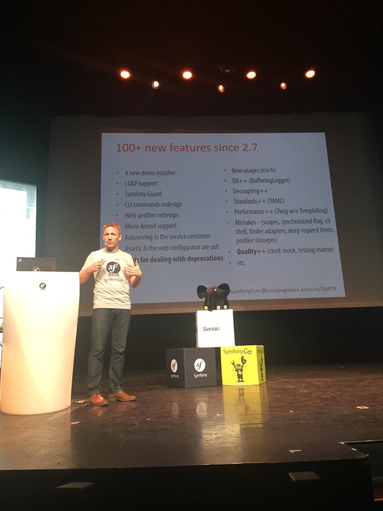 lisachenko's tweet image. List of new features for #symfony3 presented by @nicolasgrekas at #SymfonyCon