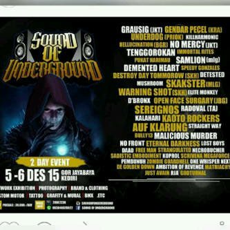 Otw <a href="/KabKediri/">Kediri</a> party #soundofunderground at gor jayabaya with <a href="/GrausigOfficial/">GRAUSIG</a> #toost #cheers