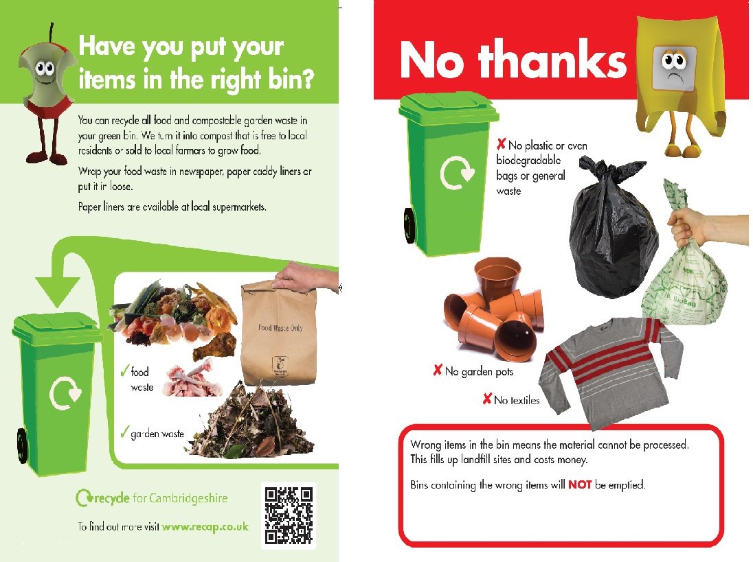 Look out for leaflets delivered this week explaining how to recycle food by not using plastic or biodegradable bags