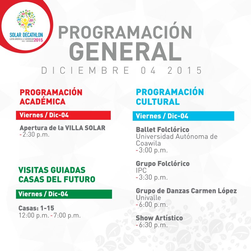 SolarDLAC's tweet image. El gran día llegó ¡Prográmate! para asistir a la #VillaSolar @alcaldiadecali @EMCALIprensa @i3carlosE @DagmaOficial