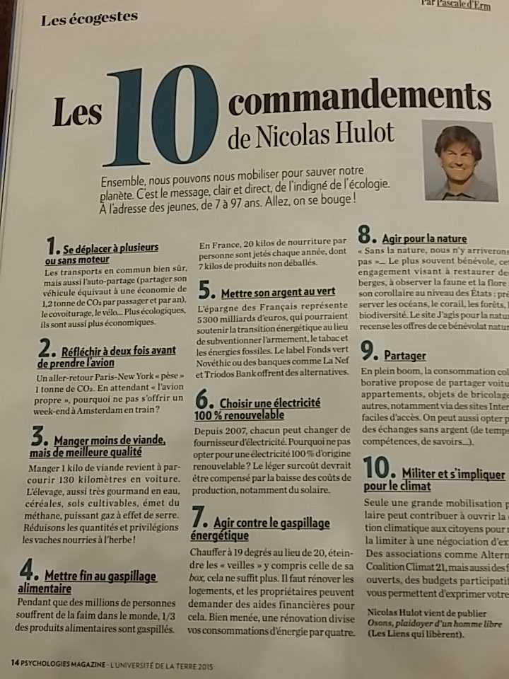GARREAU75's tweet image. #changerclimats  les 10 #commandements de @NicolasHullot