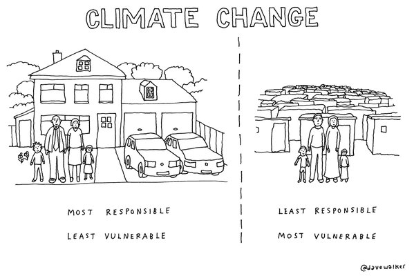 Great cartoon from <a href="/davewalker/">Dave Walker</a> following our report showing the richest 10% produce 50% of all CO2 emissions #COP21