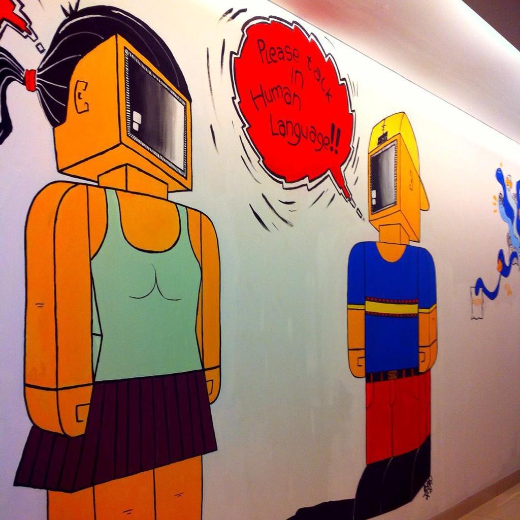 Otherbots's tweet image. Robotalk lol #mural #doodle #robotalk #robot #love #art #wallart #paint #drawing by j.u.p.p.e