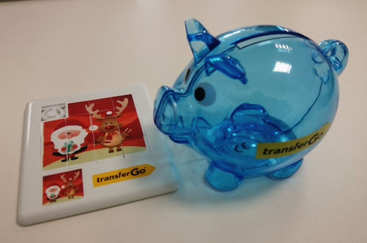 TransferGo's tweet photo. Friday - #funday! Christmas #giveaways on the way! Get one yourself! #transfergo #moneytransfers #piggybank #puzzle https://t.co/zzdldrnFHY