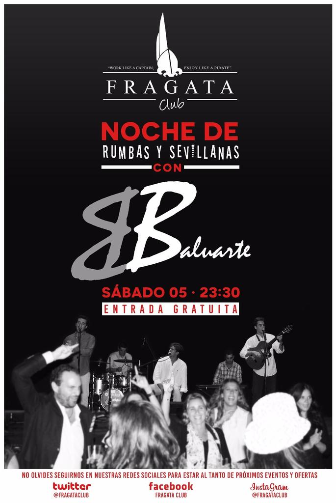 Mañana tenemos a grupo <a href="/baluartesevilla/">Grupo BALUARTE </a> con nosotros
¡Botella 30€ hasta las 00.30!
#FRAGATACLUB