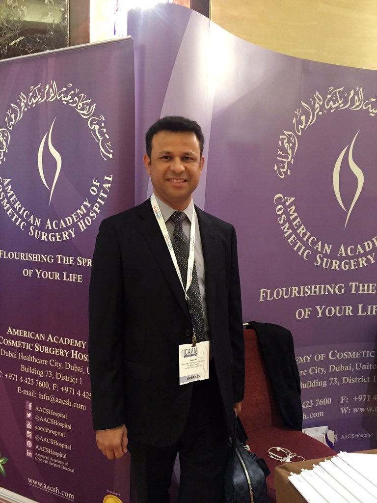 AACSHospital's tweet photo. Dr Hassan Ali, #AACSH cosmetic surgeon is speaking at the #ICAAM on #breast augmentation with autologous fat https://t.co/t7pSq7YiQI