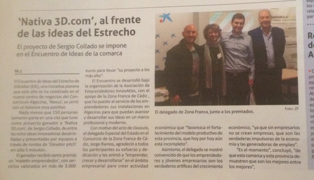 salgo en el periódico #Flipa Tengo que felicitar a Nativa 3D por su 1ª posición  <a href="/EideasE/">EideasE</a> <a href="/InnovAtlas/">InnovAtlas</a>