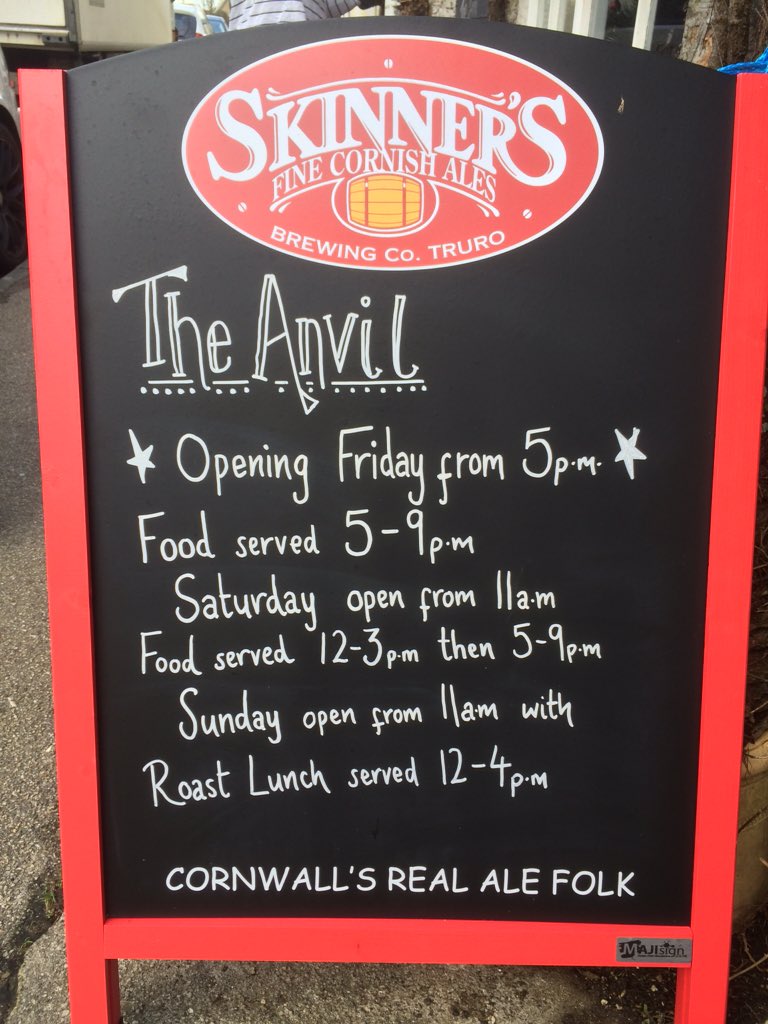 Skinnersrepbrad's tweet photo. @TheAnvilCubert re-opens on Friday 5pm! Welcome new owners Matt &amp; Nicole #supportyourlocal #pub @Skinnersbrewery https://t.co/mT7GEPoowy