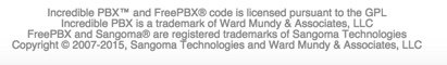 Actual footer in the Incredible PBX GUI