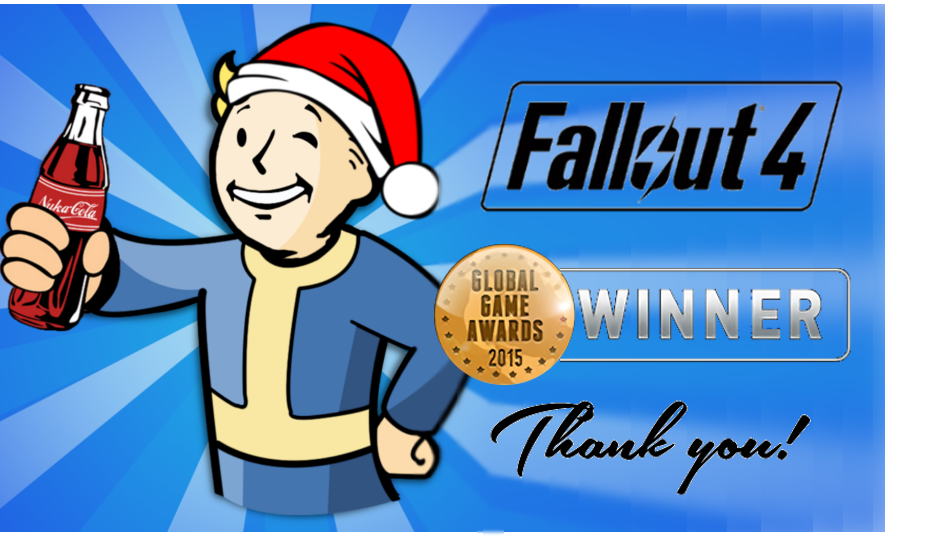 DICECONAMI's tweet photo. Fallout4がTGA2015でGOTYを受賞!!!!!!!#Witcher3 #Fallout4 #Fallout #TGA #TGA15 #TGA2015 https://t.co/MmhWac643L
