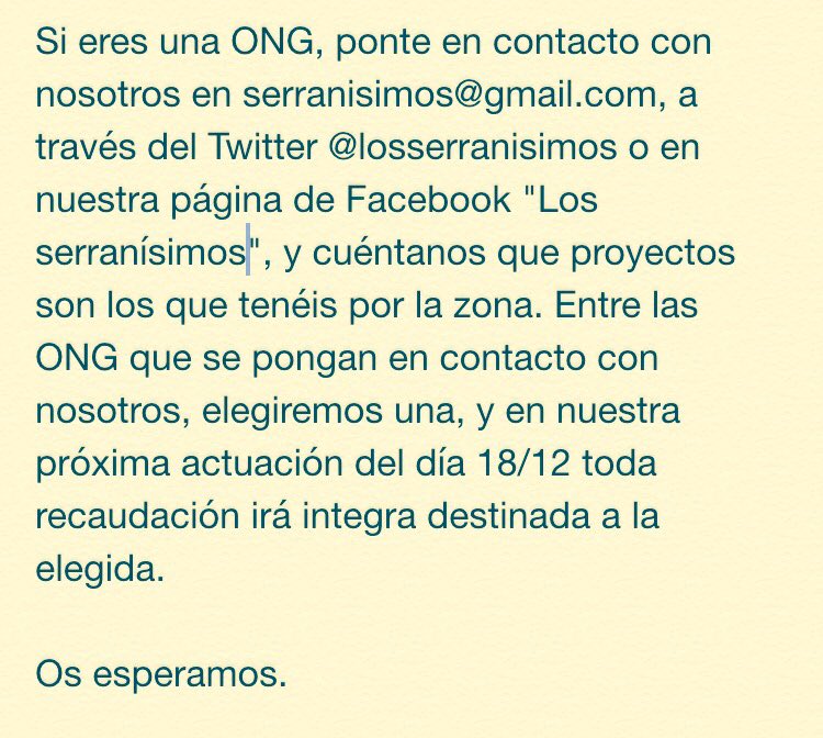LosSerranisimos's tweet photo. Cada uno con lo que podamos podemos hacer de este mundo algo mejor. Ayudáis con RT? https://t.co/KPOBrCAcI9