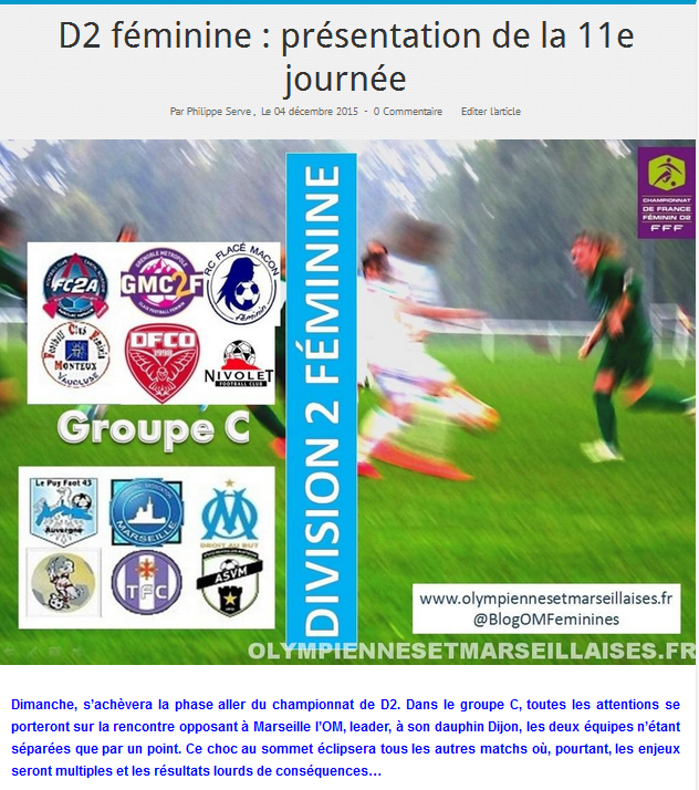 Présentation complète de la 11e j de D2 (gr C) olympiennesetmarseillaises.fr/d2-feminine-pr…  #OM #TeamOM #D2 #footballfeminin