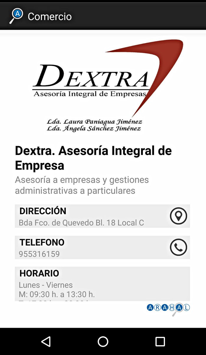 NOS UNIMOS A LA APP <a href="/AppEncuentra/">Encuentra_En_Arahal</a> - Venga a nuestra oficina y le informaremos de nuestros servicios 955 316 159