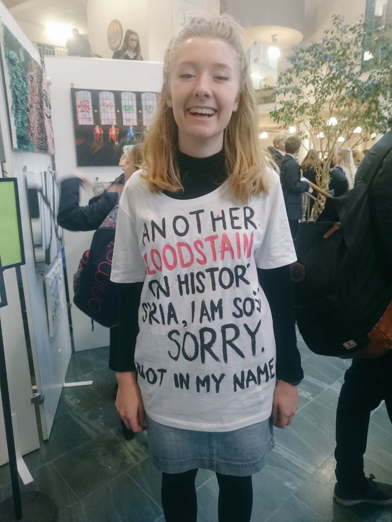 freyuhh's tweet photo. Proud to have been wearing this today. Yours sincerely, a terrorist [innocent civilian] sympathiser #SyriaVote https://t.co/drYCyTQIEW