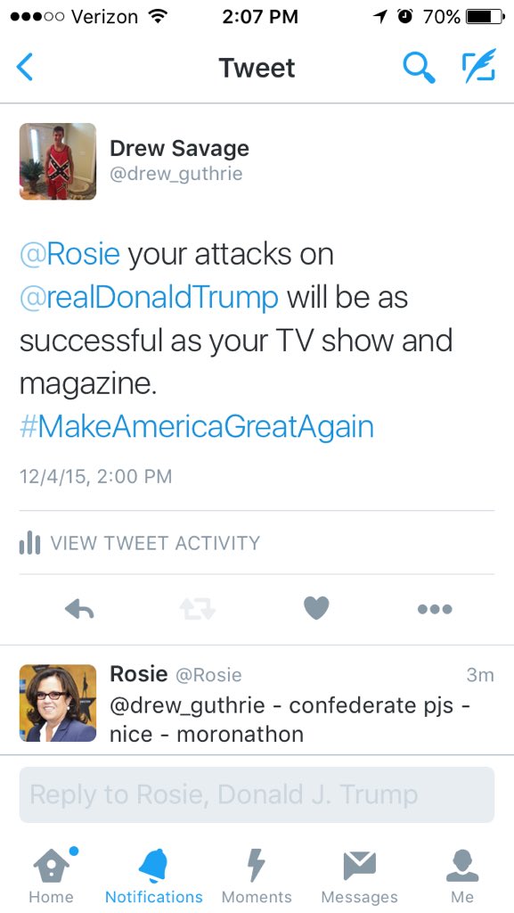 TheJordanWhite1's tweet photo. @Rosie it was nice seeing my cousin shut you down! #MakeAmerciaGreatAgain https://t.co/ilD6lKPZ4c