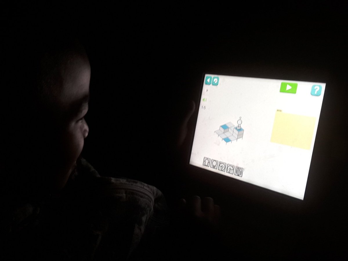 Lermon's tweet photo. MyLittleBoy learning the #basics of #coding #app called #LightBotHour #KidsCoding @Geekulcha #StartEmYoung❤ https://t.co/KJsukk2Y7j