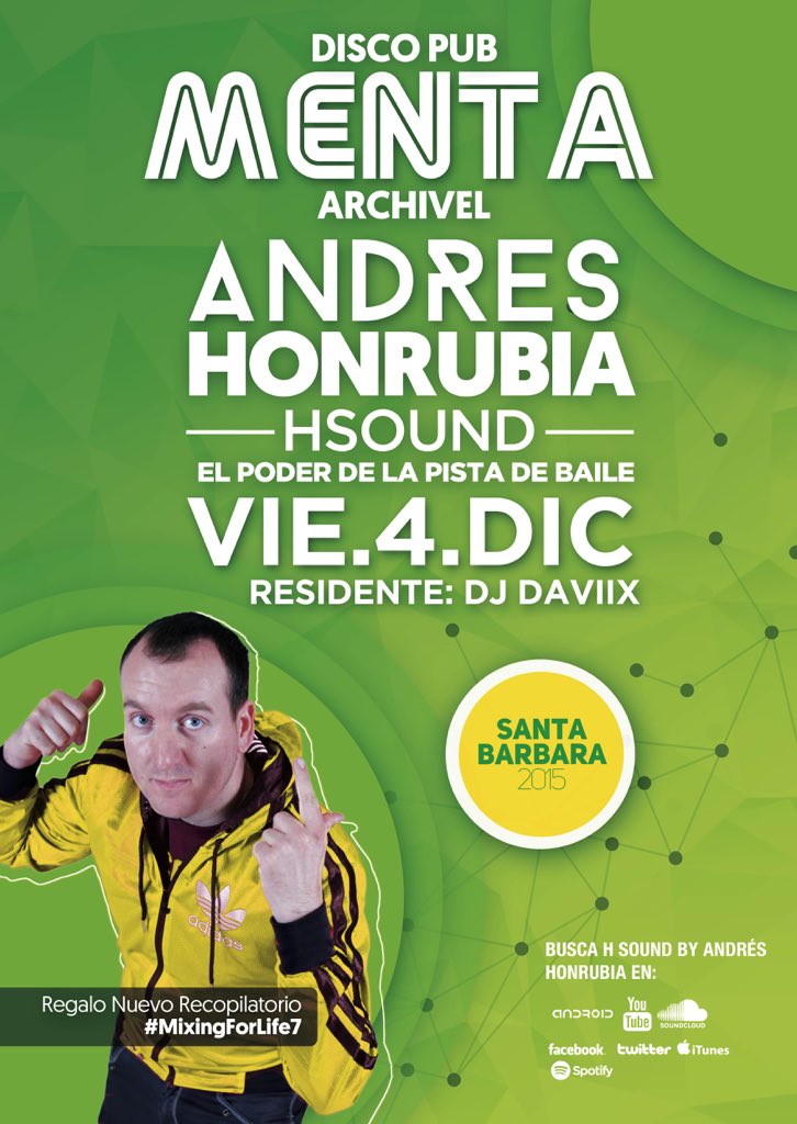 AndresHonrubia's tweet photo. En un ratito nos vemos #archivel #pubmenta #santabarbara2015
Regalo nuevos Cds #hsound #mixingforlife8 #djdaviix https://t.co/J1C0MjOzWt