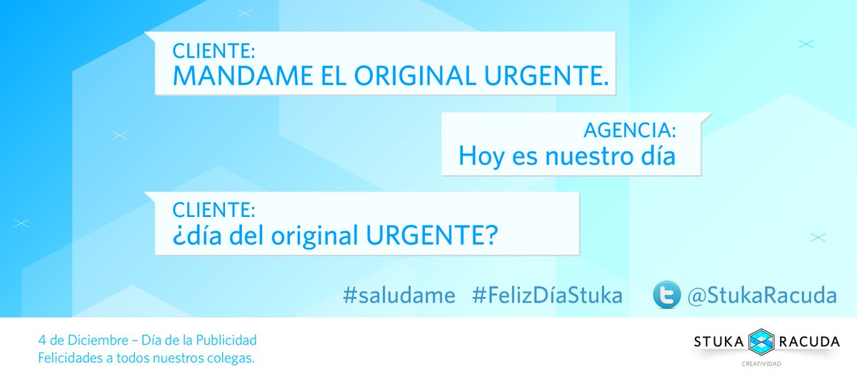 StukaRacuda's tweet photo. Que loco que al Dia de la Publicidad no le hagan mucha propaganda
#saludame #felizdiastuka #DiaDeLaPublicidad https://t.co/HI2d4ydmjc