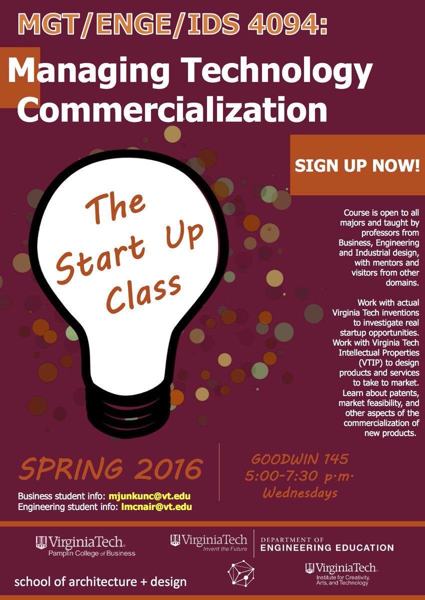 NuSparkTweets's tweet photo. Students -- check out this unique course available this spring! Open to all majors! @VTEngineering https://t.co/EcZ7nAySk0