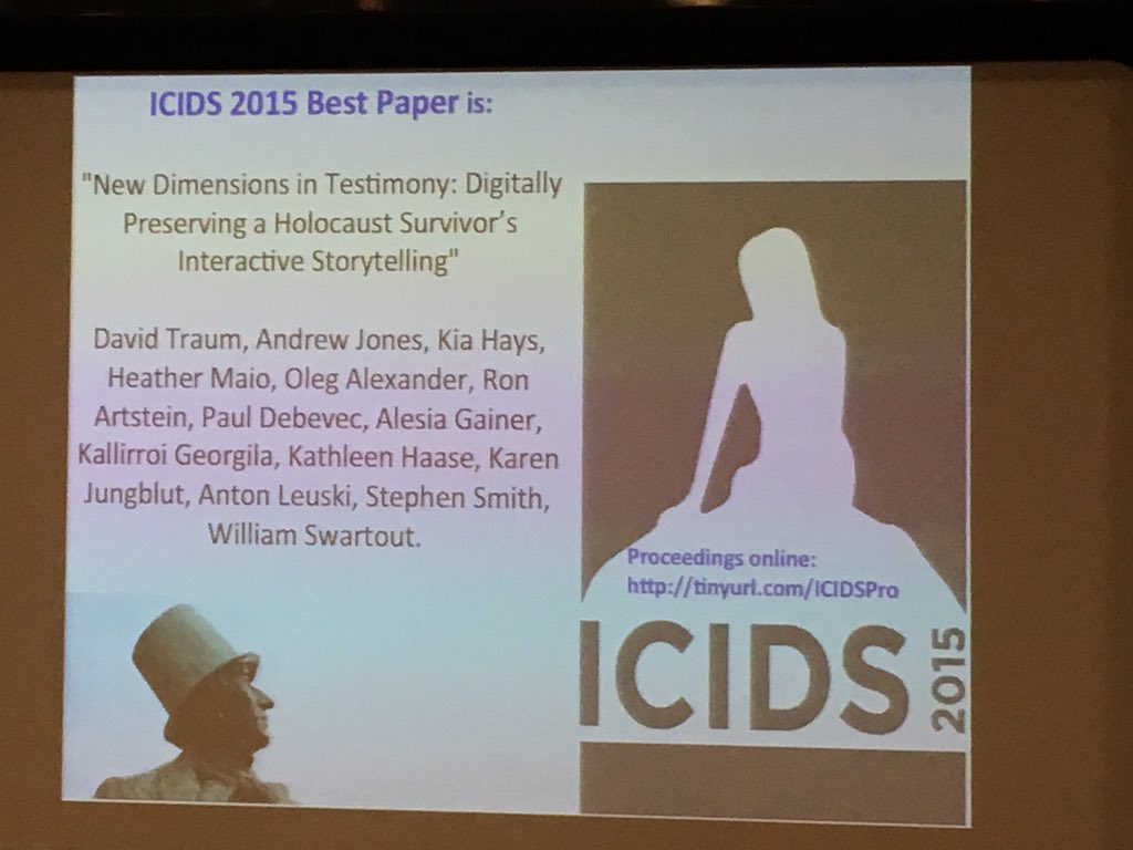 hkoenitz's tweet image. #ICIDS2015 best paper award - an experience that can make people cry