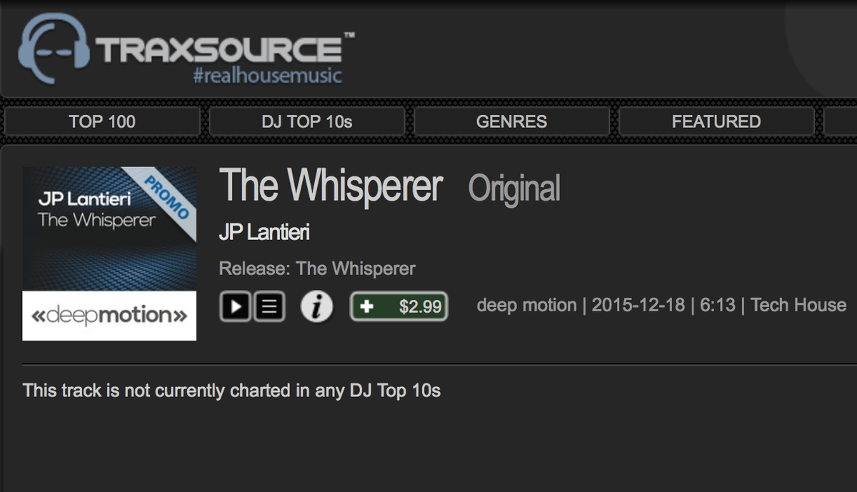 deepmotionlabel's tweet photo. .@JPLantieri 'The Whisperer' - out now on @Traxsource #TechHouse

https://t.co/zMemiaxXmP

#motionmovement https://t.co/HlkVdWJQgQ