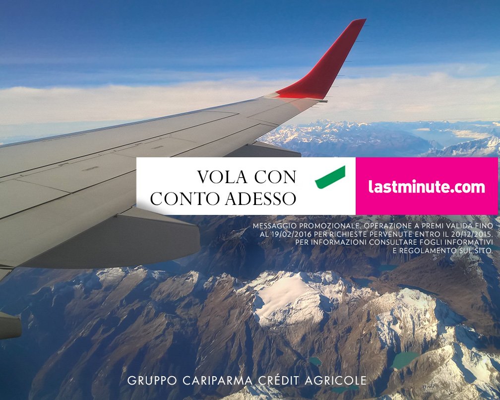 CA_Ita's tweet photo. #ContoAdesso vi regala un buono #lastminute di 100€. Scoprite come riceverlo: https://t.co/5v9x261FJ6 https://t.co/bfWfRuVhrj