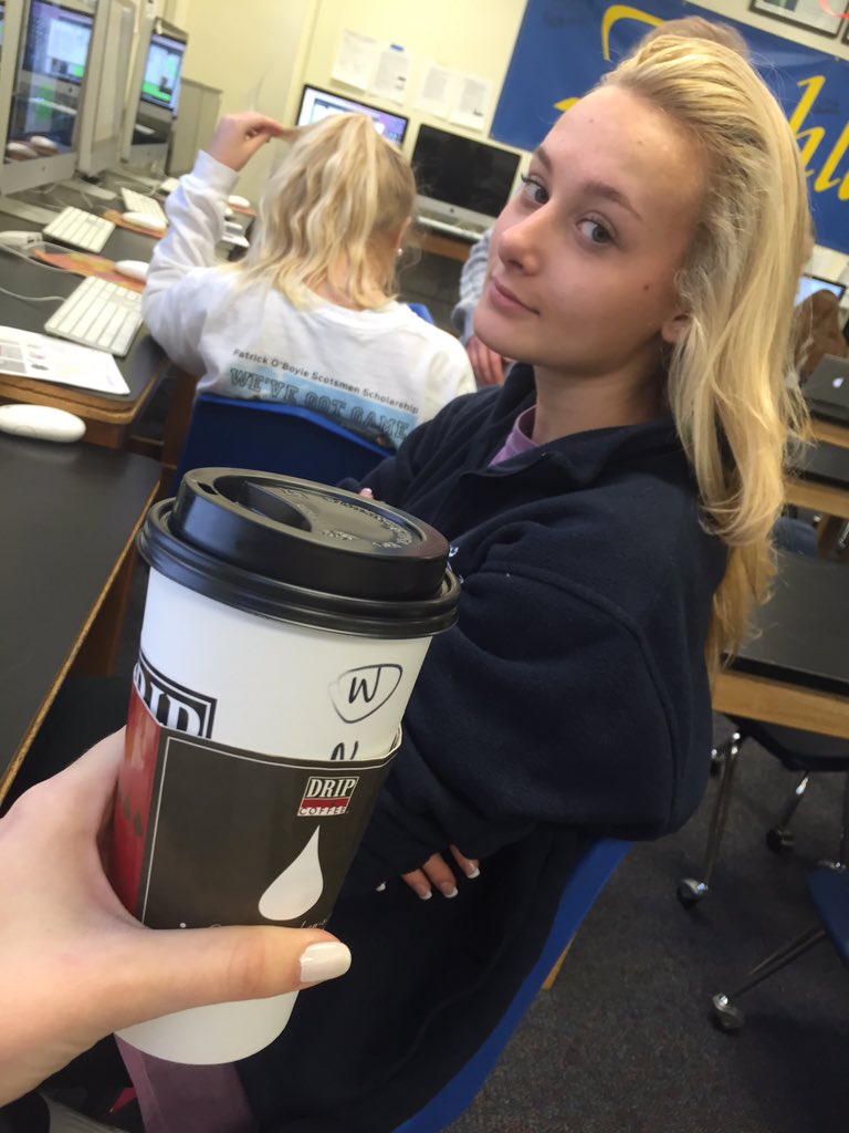 MacyWeir_'s tweet photo. Thanks for bringing me coffee #hphsmedia https://t.co/CwHneoiBdr