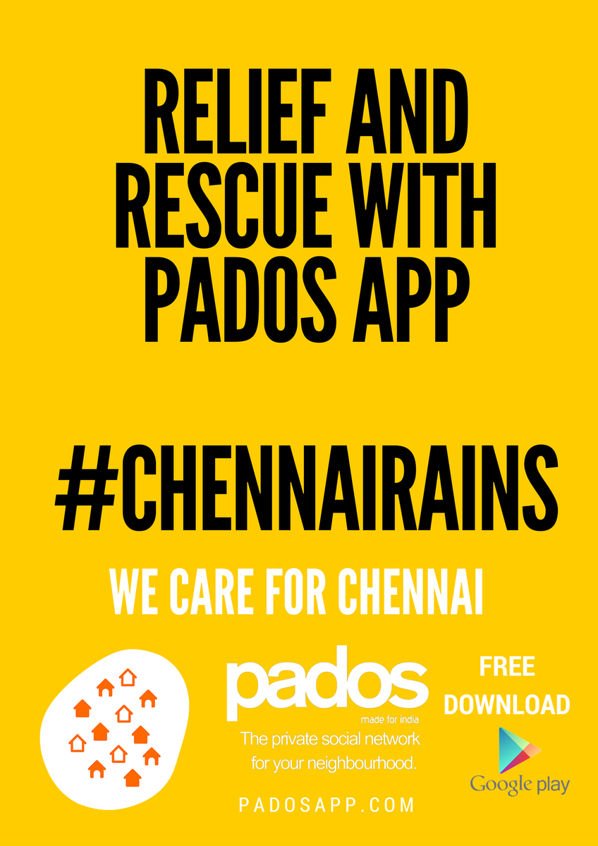 PadosApp's tweet photo. Relief and Rescue with @PadosApp #ChennaiRains https://t.co/qfw2FCz2Kf