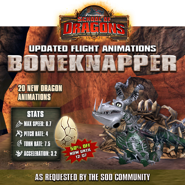 SchoolOfDragons's tweet photo. Rule the skies around #SchoolOfDragons with ALL-NEW #dragon animations for the #BONEKNAPPER! https://t.co/CCevv49BHi https://t.co/pg1WT7QCDp