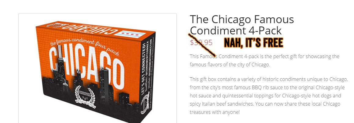 RT and follow <a href="/CondimentConnex/">Condiment Connection</a> to win a FREE Chicago box! (contest ends Sunday) condimentconnection.com/shop/famous-4-… #Condiment