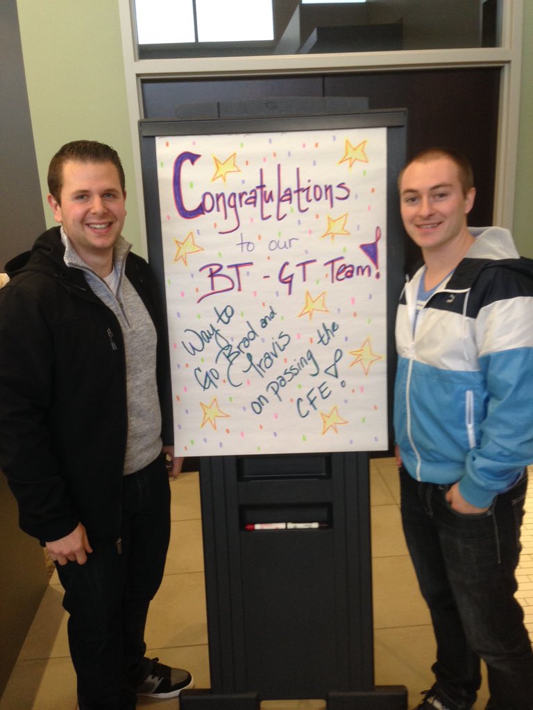 KyleMcMurtry's tweet photo. Our first ever GT Winnipeg CFE grad. Congrats Brad and Trav @GrantThorntonCA #CFE2015 https://t.co/6SsPbTjnAQ