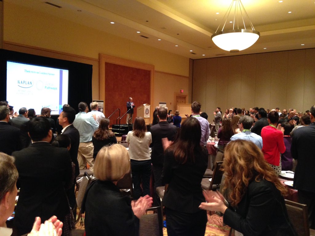 ThePIENews's tweet photo. Standing ovation for retiring @A_I_R_C executive director John Deupree #airc2015 #airc7 https://t.co/hSiE1amD1S