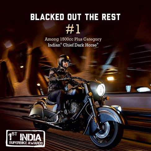 IndianMotorIND's tweet photo. Chief Dark Horse today stood the Imperious Winner in Cruisers above 1500cc category at India Superbike Awards 2015 https://t.co/c5oKgZ4j8W