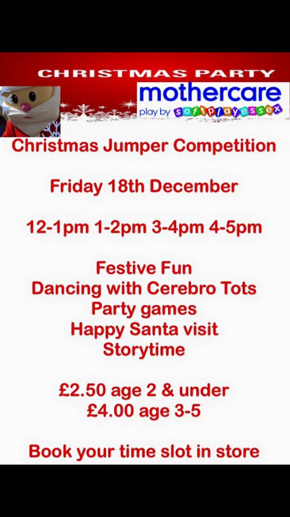 Kick off the festivities with us and <a href="/Softplayessex/">My 1st Tea Room #softplayessex</a> <a href="/mothercareuk/">Mothercare UK</a> Romford on Fri 18 Dec - Book in store now!