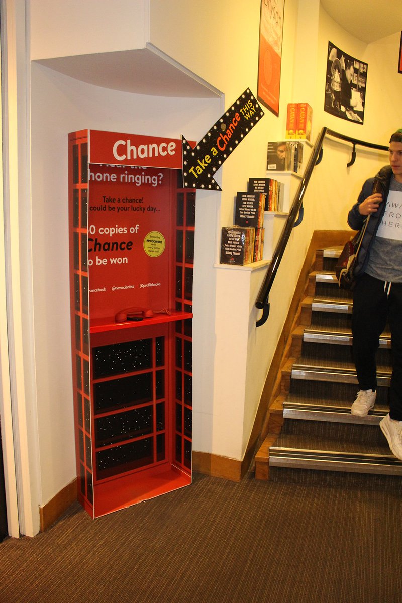 ProfileBooks's tweet photo. Our phone box is installed in @waterstonestraf & ready to be answered! Copies of @newscientist #Chancebook to be won https://t.co/QxYqjWs3nI